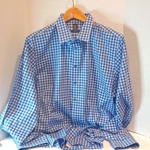 14th & Union Gingham Plaid Button Up Shirt Blue